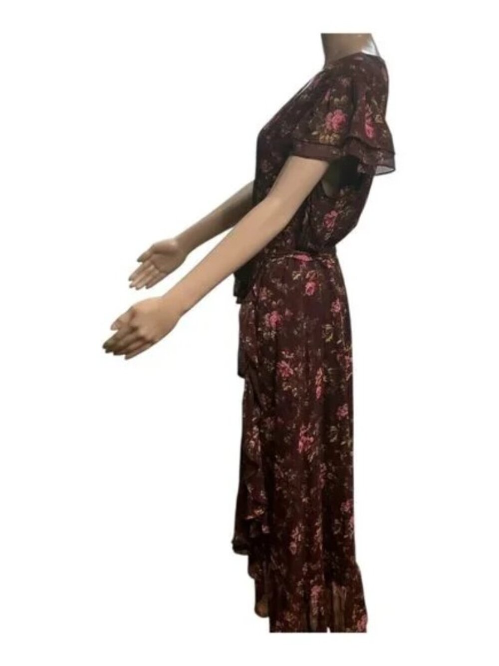 NWT Paige Neroli Rosewood Boho Chic Floral Print 100% Silk Wrap Dress Size M - Picture 5 of 13